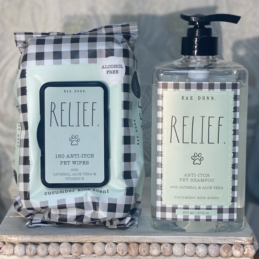 Rae Dunn "RELIEF" Pet Shampoo & Wipes